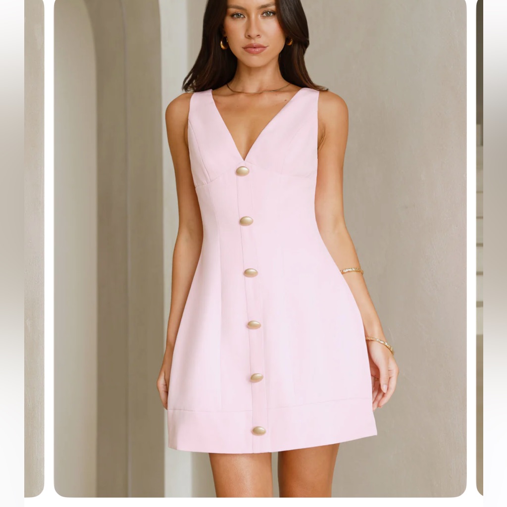 Hello Molly Blush Pink Button-Front Mini Dress